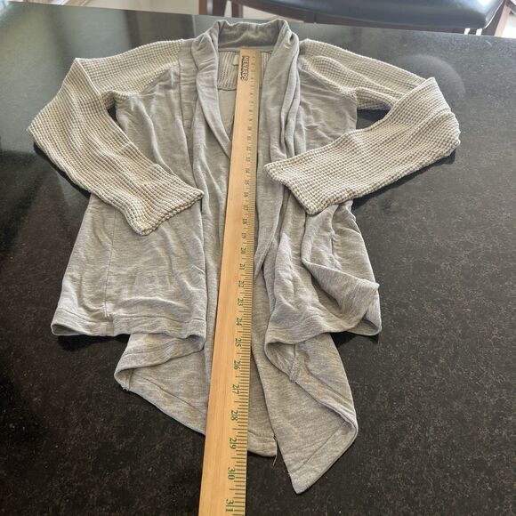 Lucky Lotus Open Front Waffle-Knit Drape Cardigan Gray Longline Women’s XS M - Picture 12 of 15